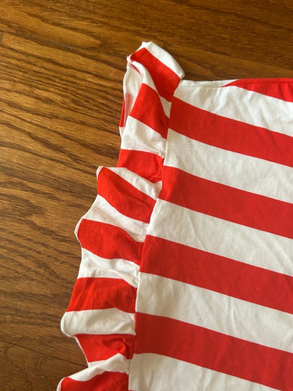 NWOT Zara Little Girls Red and White Striped Ruffle Sleeve Tee Size 5 5T New - Picture 10 of 13